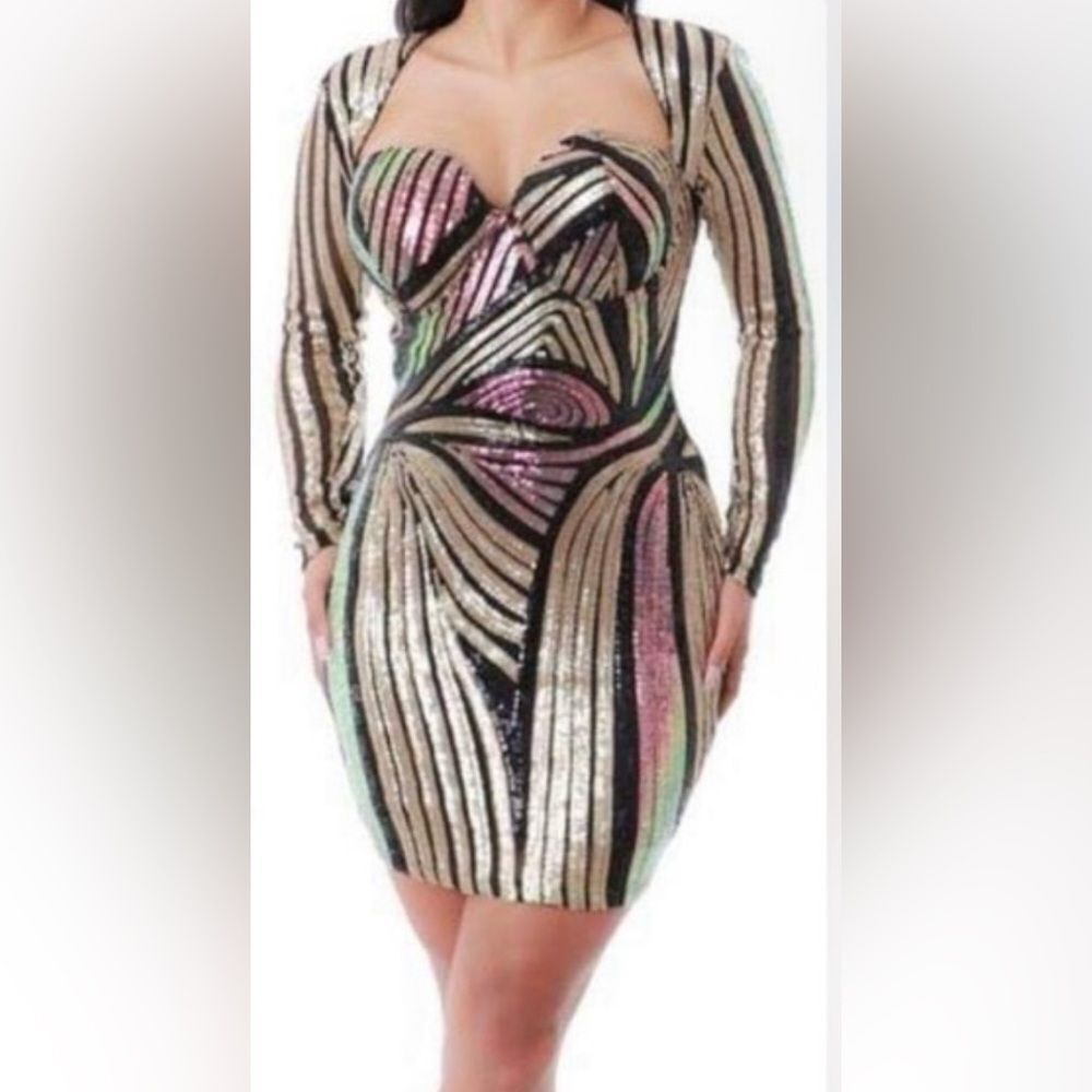 Elegant Long Sleeve Sequin Dress